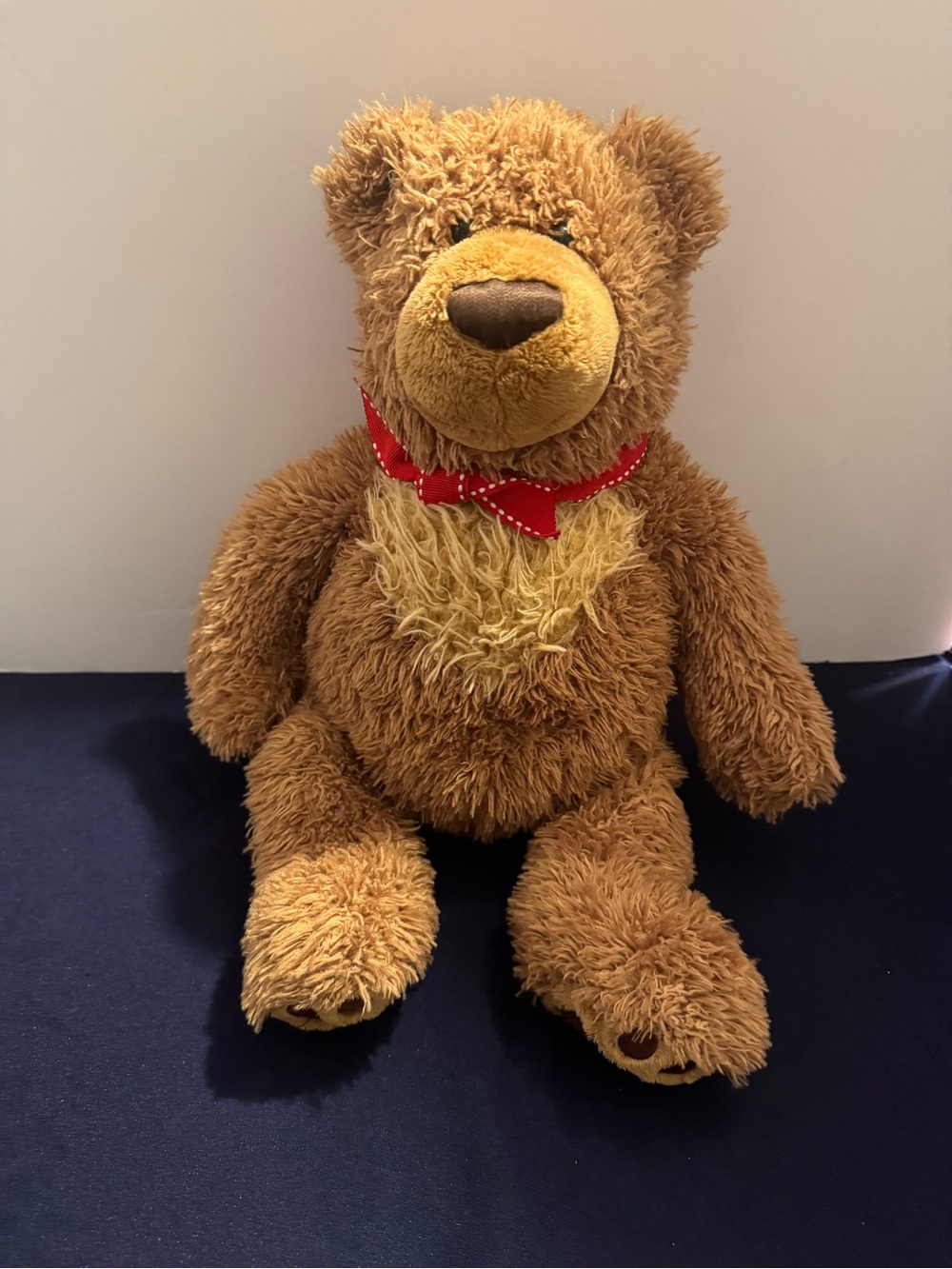 Gund 18” Brown Teddy Bear W/ Red Ribbon Vintage Kidcore Plushies Stuffed Animal